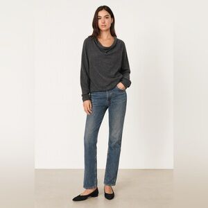Joie draped cowl neck 100% cashmere sweater in deep charcoal gray. Medium
